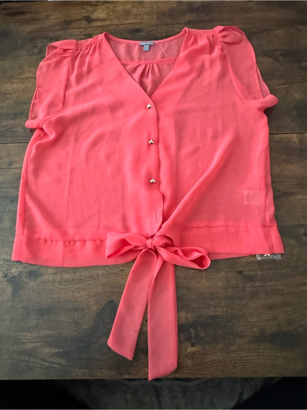 Charlotte Russe Coral Tie-Front Blouse